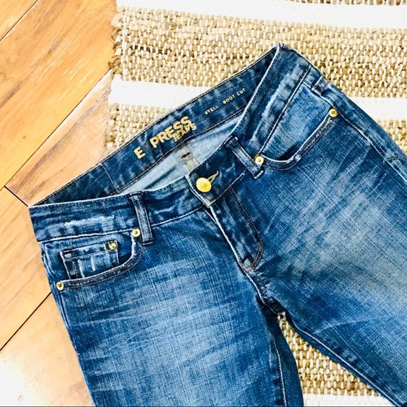 Express vintage denim jeans gold pocket boot cut -size 0 - fits like siz… - Picture 11 of 11